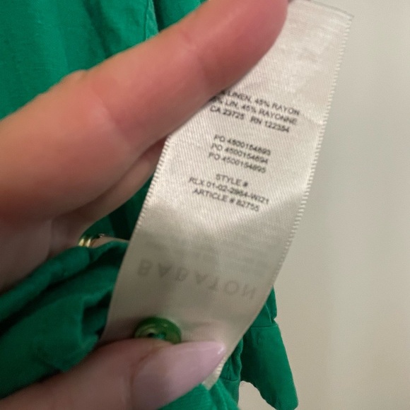 Aritzia Babaton Relaxed Linen Green Casual Button Down Shirt Blouse S - Picture 5 of 7